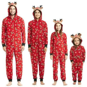 Fashionable Hooded Christmas Print Jumpsuit Mimarta