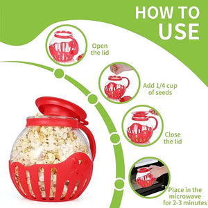 Microwave Glass Popcorn Popper With Silicone Lid Rieworkes