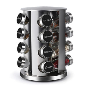 DOUBLE 2 C Revolving Countertop Spice Rack Stainless Steel Seasoning Storage OrganizationSpice Carousel Tower for Kitchen Set of 16 Jars (16Jars) Mimarta