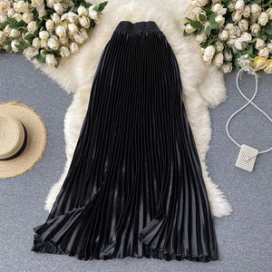 Trendy Light Luxury Pleated Mid-length Skirt Mimarta