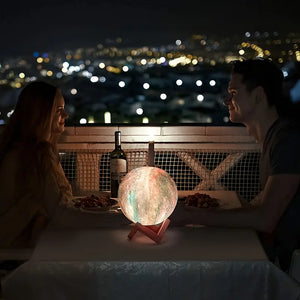 16-Color 3D LED Moon Light with Stand - Night Light Mimarta
