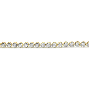 .925 Sterling Silver 1.0 Cttw Miracle Set Diamond Heart - Link 7" Tennis Bracelet (I - J Color, I2 - I3 Clarity) - Rieworkes