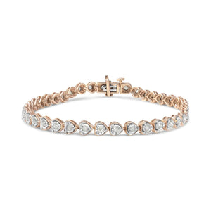 .925 Sterling Silver 1.0 Cttw Miracle Set Diamond Heart - Link 7" Tennis Bracelet (I - J Color, I2 - I3 Clarity) - Rieworkes