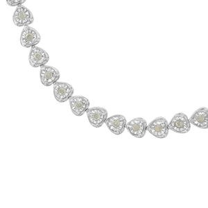 .925 Sterling Silver 1.0 Cttw Miracle Set Diamond Heart - Link 7" Tennis Bracelet (I - J Color, I2 - I3 Clarity) - Rieworkes