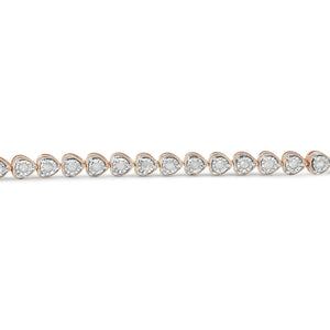 .925 Sterling Silver 1.0 Cttw Miracle Set Diamond Heart - Link 7" Tennis Bracelet (I - J Color, I2 - I3 Clarity) - Rieworkes