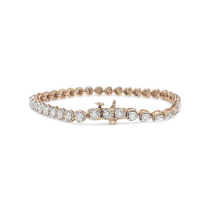 .925 Sterling Silver 1.0 Cttw Miracle Set Diamond Heart - Link 7" Tennis Bracelet (I - J Color, I2 - I3 Clarity) - Rieworkes