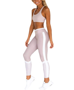 Hotexy Women Workout Sets Contrast High Waisted Yoga Leggings with Stretch Sports Bra Gym Clothes Matching Sets Mimarta
