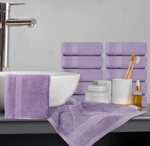 Luxury Washcloths for Bathroom Hotel Spa Bulk Set of 12 Lavender 13x13 Inch Rieworkes
