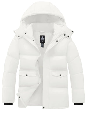 wantdo Mens Warm Puffer Jacket Warm Winter Coats Long Winter Parka Jacket (White X-Large) Mimarta