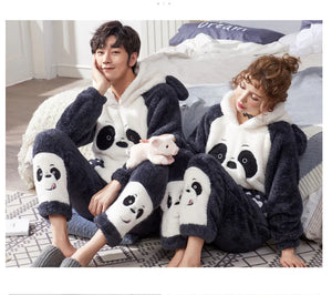 Couple's Coral Fleece Pajamas Set for Fall Winter Mimarta