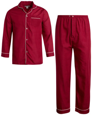 Ten West Apparel Men’s Pajamas Set - Long Sleeve Button Down Sleep Shirt and Pajama Bottoms Sleepwear Set Size XX-Large Red Rieworkes