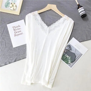Women Lace V-neck Long-sleeved Thermal Slim Warm Top Rieworkes