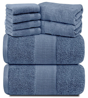 Resort Collection Soft Bath Towel Set 8 Pcs Luxury Hotel Plush Absorbent Cotton Rieworkes