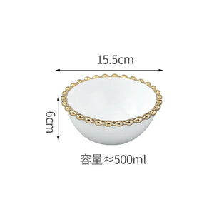 Nordic Gold Bead Ceramic Dinner Plates Rieworkes