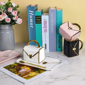 Creative Ceramic Coffee Mug and Saucer Set with Tray Mimarta