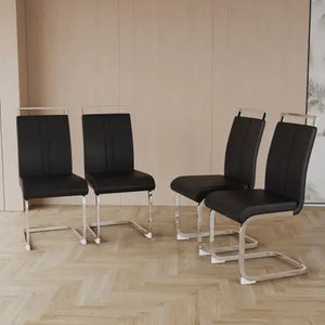 Modern Dining Chairs,PU Faux Leather High Back Upholstered Side Chair With C-shaped Tube Plating Metal Legs For Dining Room Kitchen Vanity Patio Club Guest Office Chair Set Of 2 Rieworkes