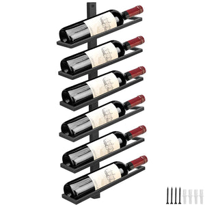 Wall Mounted Wine Bottle Rack Holder Storage Organizer Industrial Metal Hanging Wine Display Shelf Holds 6 Bottles Separable Wall Wine Rack for Wine Theme Decor Beverages Liquor Bottle Storage Mimarta