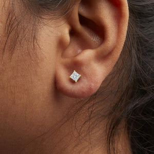 IGI Certified 1/2 Cttw Princess-Cut Square Diamond 4-Prong Solitaire Stud Earrings in 14K Yellow Gold (I-J Color, SI1-SI2 Clarity) Rieworkes