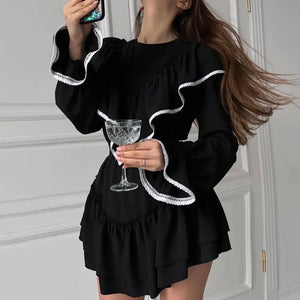 Elegant Women's Bell Sleeve Ruffle Dress Mimarta