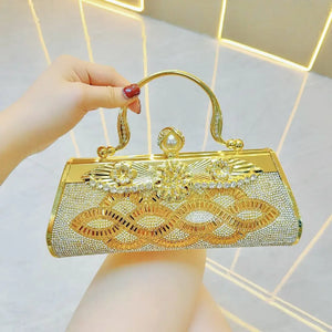 Handmade rhinestone Dinner bag Cocktail Dress Bag Hand-held skew party Rieworkes