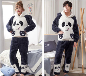 Couple's Coral Fleece Pajamas Set for Fall Winter Mimarta