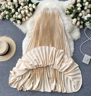Trendy Light Luxury Pleated Mid-length Skirt Mimarta