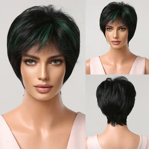 Natural Short Hair Women's Full-Head Wig Style Rieworkes