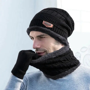 3Pcs Set Fashion Knitted Winter Hats with Gloves Mimarta