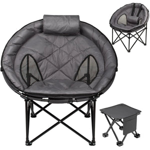 Moon Camping Chairs for Adults with Adjustable Lumbar/Headrest & Footrest Thick Padded Moon Camp Chair Moon Round Camping Chair Folding Camping Chair Outdoor for Camp Lawn Hiking Grey Mimarta