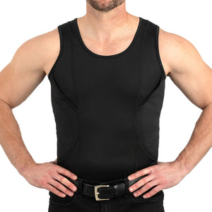 CCW Tactical Concealed Carry Holster Tank Top | Quick Access Open Pocket with Large Storage | All Season Moisture Wicking Compression Shirt | Mens Tank Top Black 3XL Mimarta