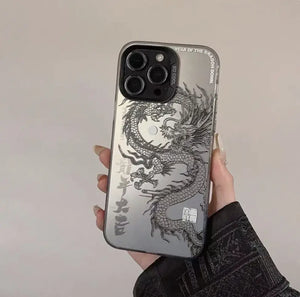 Fashion Cute Black China Dragon Phone Case with Hand Strap Rieworkes