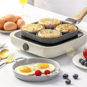 Four-Hole Non-Stick Omelet Pan: Versatile Breakfast Cookware Rieworkes