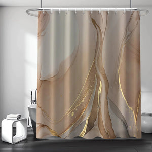 Ruelvth Brown Shower Curtain Modern Grey and Tan Marble Shower Curtain for Bathroom Aesthetic Ink Texture Waterproof Shower Curtain Set with Hooks 72x96 Inch Mimarta