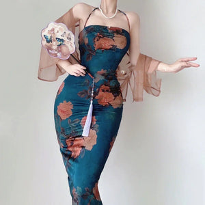 Printed Cardigan and Skirt Set for Women Mimarta