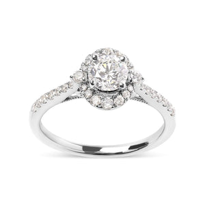 GIA Certified 14k White Gold 4/5 Cttw Diamond Halo Engagement Ring (G-H Color, SI1-SI2 Clarity) Rieworkes