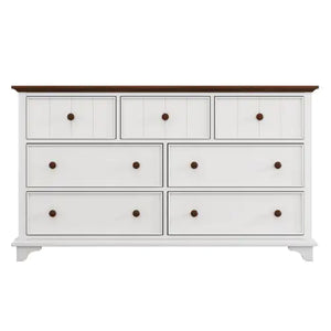 Wooden Captain Seven-Drawer Dresser For Bedroom, Living Room, Kids' Room, White Walnut Rieworkes