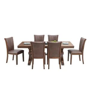 78.74 Rectangular Rubber Wood Dining Table For 6-8 With Wooden Trestle Pedestal Base,Mid Century Modern Kitchen Wooden Table Dinner Table For Dining Room, Living Room,OAK Rieworkes