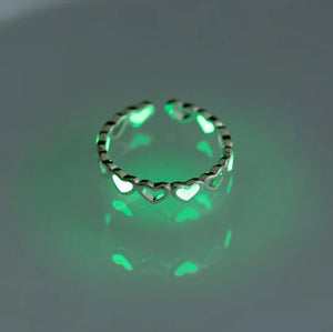 Personalized Glow-in-the-Dark Heart Adjustable Ring Mimarta