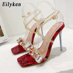 Crystal Chain Transparent Heels Rieworkes