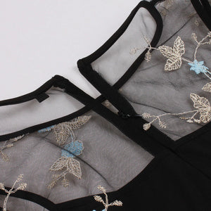 Elegant 1950s Embroidered Mesh Retro Party Dress Mimarta