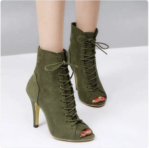 Peep-Toe Lace-Up Ankle Boots Rieworkes