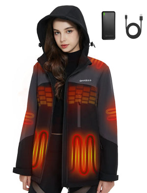 ORRNIKKO Womens Heated Jacket with Battery Pack - 20000mAh 7.4V Rechargeable Winter Work Self Electric Jacket with Hood Outdoor M Mimarta