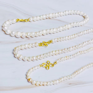 Clover Clasp Genuine Pearl Necklace Rieworkes