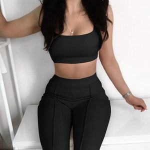Women's Ribbed Yoga Workout Set for Autumn/Winter Mimarta