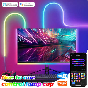 RGB LED Neon Light Bar with WiFi, App and Voice Control, Music Sync – Ideal for TV Backlighting and Room Decoration Rieworkes