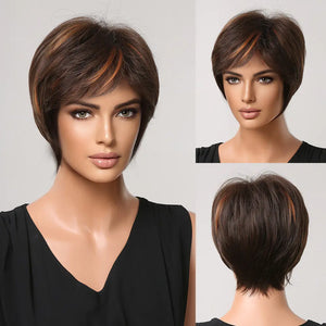 Natural Short Hair Women's Full-Head Wig Style Rieworkes