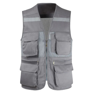 Men's Reflective Safety Vest with Multi-Pocket Mesh Design Mimarta