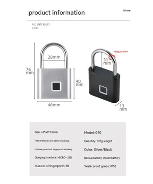 Smart Waterproof Fingerprint Lock Rieworkes