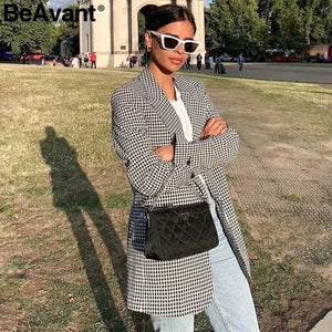 Elegant Plaid Women Blazer Rieworkes