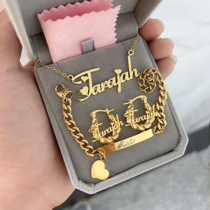 Personalized Kids Jewelry Set: Necklace, Bracelet, Earrings Mimarta